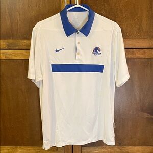 Nike Boise State White Polo Shirt with Blue Collar